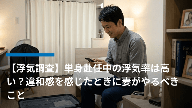 【浮気調査】単身赴任中の浮気率は高い?違和感を感じたときに妻がやるべきこと
