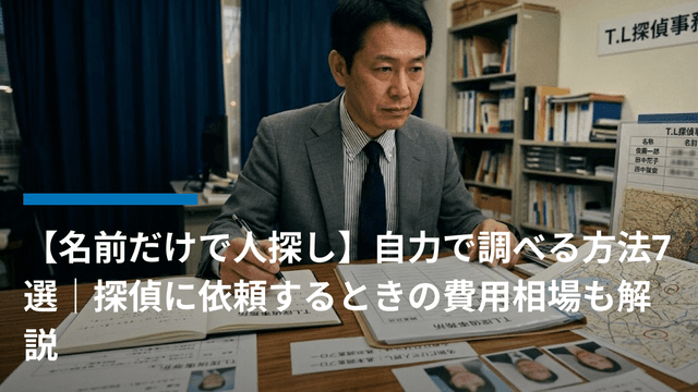 【名前だけで人探し】自力で調べる方法7選|探偵に依頼するときの費用相場も解説