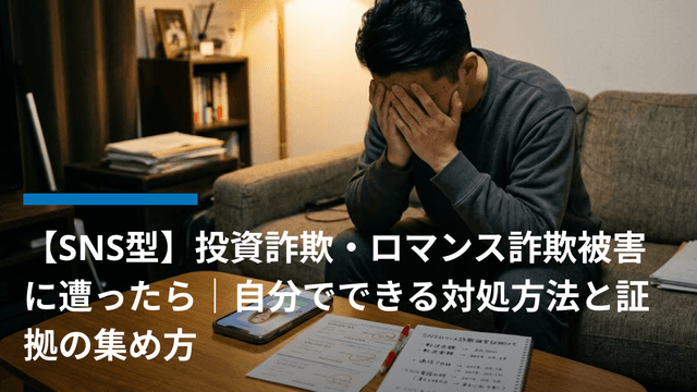 【SNS型】投資詐欺・ロマンス詐欺被害に遭ったら|自分でできる対処方法と証拠の集め方